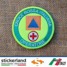 Toppa Patch Croce Rossa Italiana CRI - OPERATORE base giallo fluo con velcro M+F