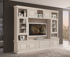 PARETE ATTREZZATA BIANCA PER SOGGIORNO ; OK COME VETRINA , LIBRERIA E PORTA TV 