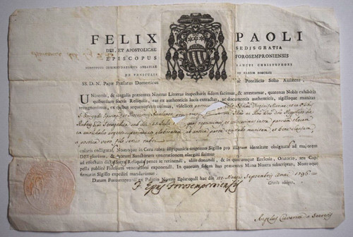 Relic certificato reliquia - relic, di