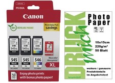 MultiPack Originale Canon 2x PG-545XL + 1x CL-546XL (3 cartucce) o carta...