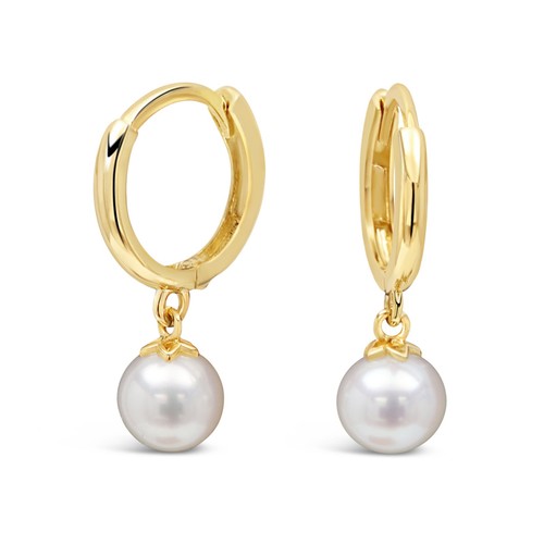 Orecchini huggie 14k con perle - huggie,