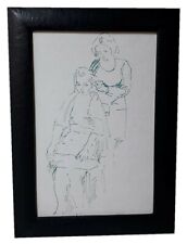Dipinto quadro vecchia bozza di due donne con cornice nera Misura cm 20x30