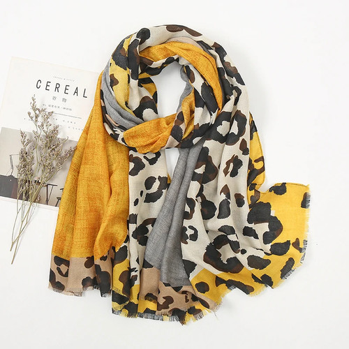 Sciarpa leopardata gialla - , 71"