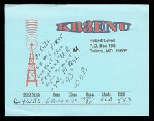 1 x QSL Card Radio USA KB3ENU