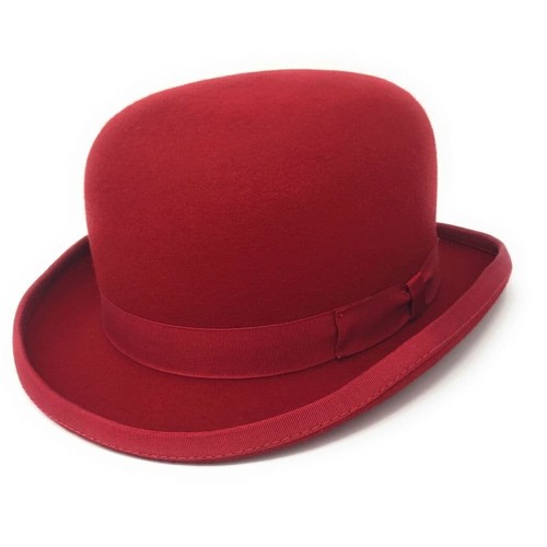 Cappello bowler rosso feltro - rosso,