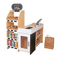 Negozio in LEGNO supermercato negozio giochi registratore di cassa soldi accessori bambini🍆🍅