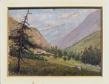 Paesaggio Alpino, vallata,olio