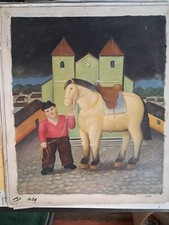 DIPINTO A MANO - FERNANDO BOTERO - OLIO SU TELA FALSO D'AUTORE 50X60 CM CANVAS