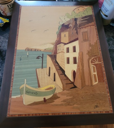 Quadro legno intarsio - in,