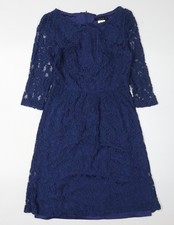 TIANA B. Abito donna blu pizzo linea A UK 10