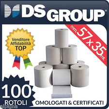 100 ROTOLI TERMICI MM 57x35 METRI CARTA DI ALTA QUALITA' - REGISTRATORI DI CASSA