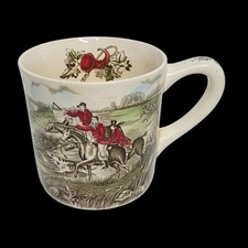 Tazza caffè vintage JOHNSON BROS Tally Ho View Halloo cavalli scena caccia Inghilterra