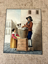 MESTIERI NAPOLETANI UNA BELLISSIMA SERIE DI OTTO TEMPERE META' 800 LA SESTA