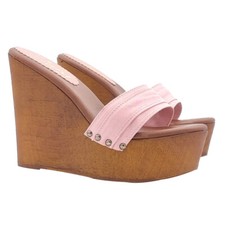 Scarpe con zeppa rosa sandali donna con tacco 13 - Made in Italy - KZ3101 ROSA