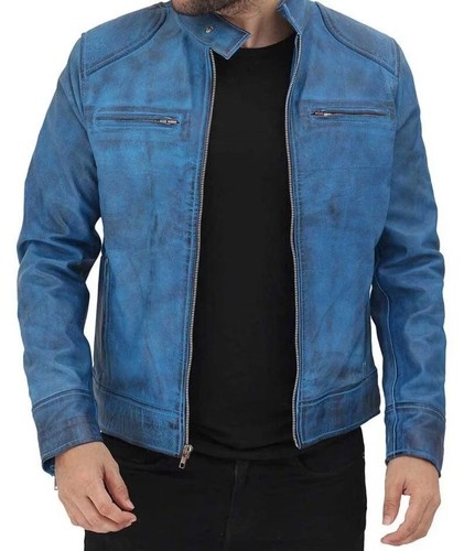 Giacca motociclista uomo blu - giacca,