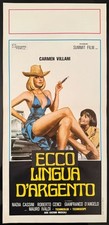 LOCANDINA ORIGINALE ECCO LINGUA D'ARGENTO CARMEN VILLANI CASSINI 1° EDIZ. 1976