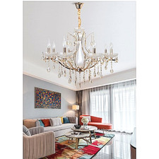 x Lampadario da Soffitto Vintage 8 Bracci E14 Cristallo Vetro a Goccia A60-8 uni