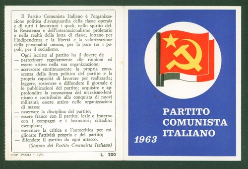 Tessera partito comunista - tessera, di