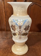 Antico Vaso In Opaline Altezza 27,5cm Dipinto A Mano Perfette Condizioni