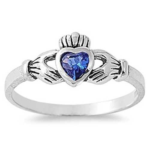 Anello claddagh zirconi blu - anello,