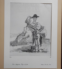 Seve Sospizio " Fuga in Egitto " disegno ad inchiostro del 1944