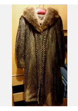Pelliccia di lontra con collo di volpe, taglia 46/48