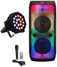 MR DJ FLAME3200 Altoparlante Karaoke Portatile Ricaricabile 8" X 2 + Luce DJ 18 LED