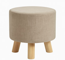 Pouf rotondo beige con gambe