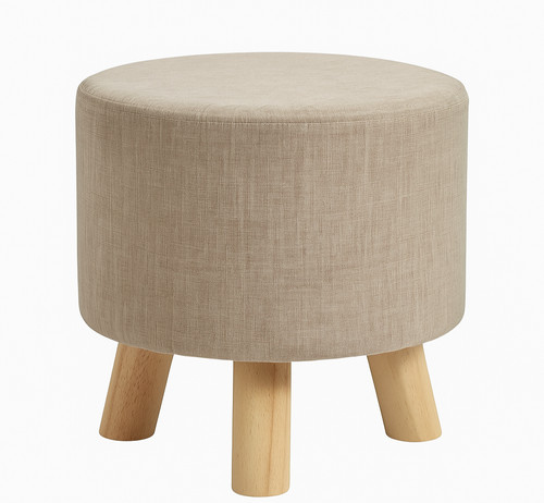 Pouf rotondo beige con gambe