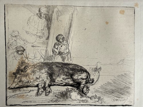Rembrandt gravure cochon - gravure, le