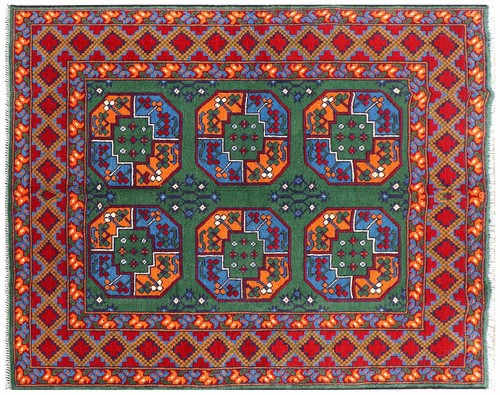 Tappeto afghan akcha verde - afghan,