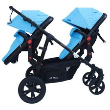PASSEGGINO DOPPIO/GEMELLARE 2in1 NERO E BLU PER DUE BAMBINI FRATELLI STROLLER