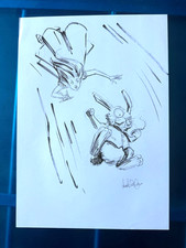 ALICE e BIANCONIGLIO disegno originale di ANDREA DEL CAMPO, cartoncino A4*