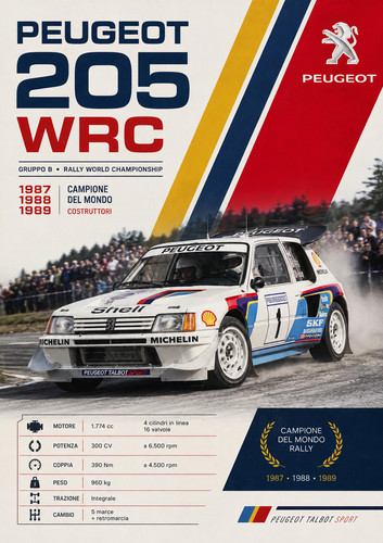 Poster peugeot 205 wrc - peugeot,