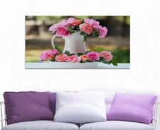 Quadro moderno Stampa su Tela Cotone cm.120x60 Fiori Shabby Chic Rose Arredo