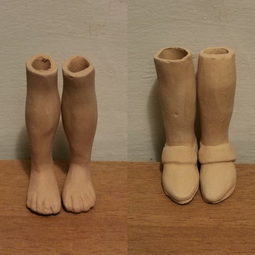 Coppia piedi grezzi terracotta - coppia,
