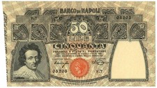 50 LIRE BANCO DI NAPOLI BIGLIETTO AL PORTATORE 23/02/1911 SPL+