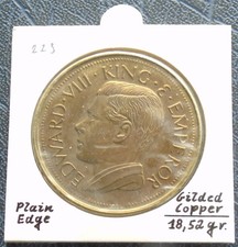 1936 Edoardo VIII Mauritius Corona Sterlina Dodo, Alta Qualità, Rame Dorato Bordo Liscio