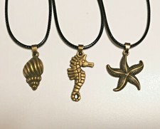 Collana Corda Ciondolo Conchiglia Cavalluccio Marino Stella Marino Portafortuna