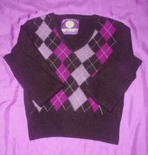 MAGLIONE DONNA LANA ST. DIEGO ROMBI MARRONE ROSA LILLA TAGLIA S