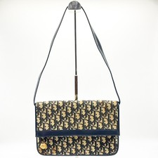 Borsa a tracolla vintage Christian Dior Trotter borsa tela marrone navy originale