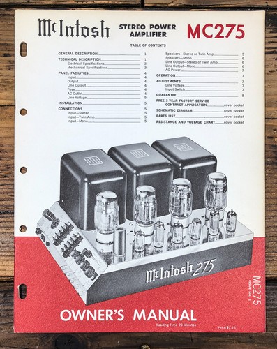 Mcintosh 275 - mcintosh, mc-275