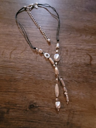 Silver tone black corded - tone,