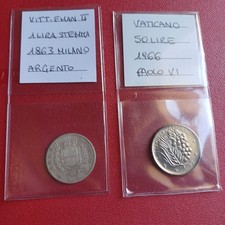 Vecchie Monete Con Lira In Argento VE II Savoia + Vaticano Lotto 1681