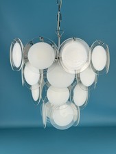Vistosi Lampada A Sospensione Lampadario 28 Dischi In Vetro Di Murano Design ‘70