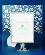 CORNICE PORTAFOTO IN VETRO ALBERO VITA PORTA FOTO LEGNO BIANCO D 1219 9X13