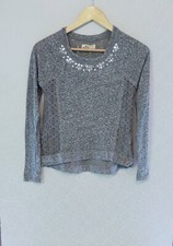 Maglietta t-shirt punte relata manica lunga girocollo da donna hollistar in...