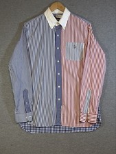 Polo Ralph Lauren rossa bianca blu a righe Gingham camicia a quadri uomo M usata in ottime condizioni