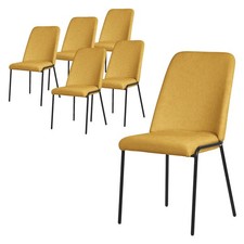 Set 6 sedie da pranzo poliestere giallo senape poltroncina per cucina soggiorno