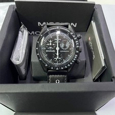 Orologio Unisex Nero S-N0PY-Moonswatch the moonphase& Quarzo Moda 40mm